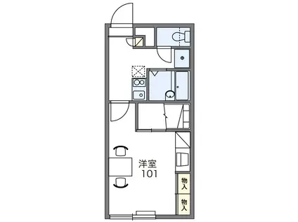 レオパレス北斗 Ⅱ(1K/1階)の間取り写真