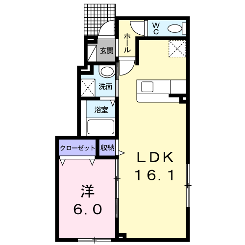ウーノディエーチ(1LDK/1階)の間取り写真