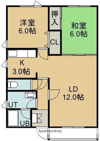 大國マンション(2LDK/2階)の間取り写真