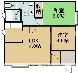 加我アパートA(2LDK/1階)の間取り写真