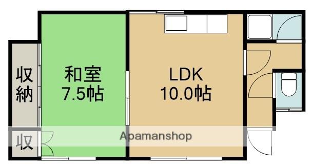 ミナミハイツ(1LDK/1階)の間取り写真