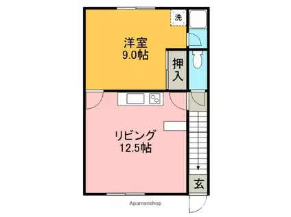 藤マンションB棟(1DK/2階)の間取り写真