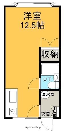 秋山ハイツ2(ワンルーム/2階)の間取り写真