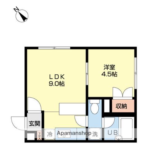 ΑNEXT東札幌第2(1LDK/2階)の間取り写真