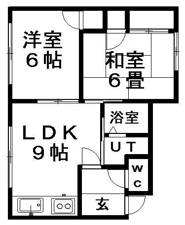 ベルハイム福住(2LDK/1階)の間取り写真