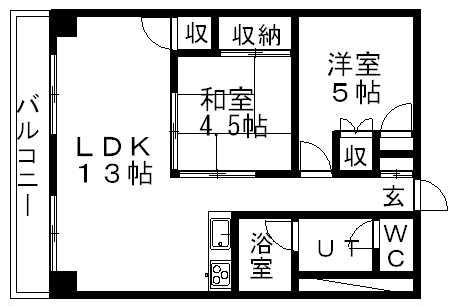 第78松井ビル(2LDK/1階)の間取り写真