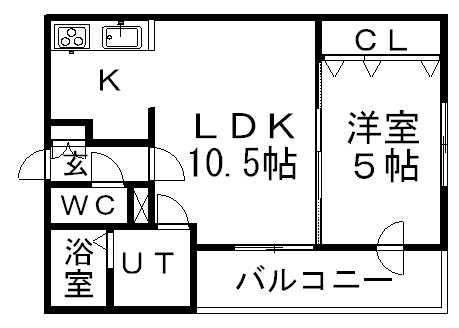 カーサ・ルネス(1LDK/1階)の間取り写真