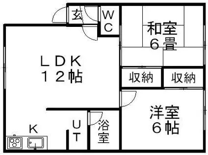 山田マンションA(2LDK/2階)の間取り写真
