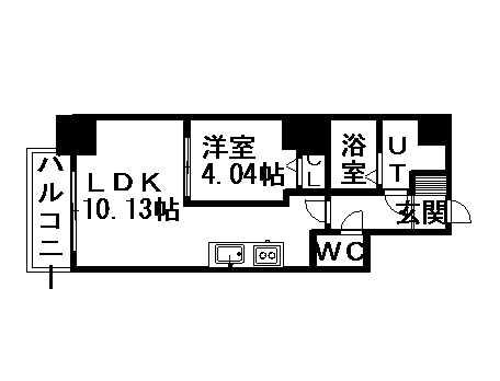 PRIME URBAN札幌医大前(1LDK/14階)の間取り写真