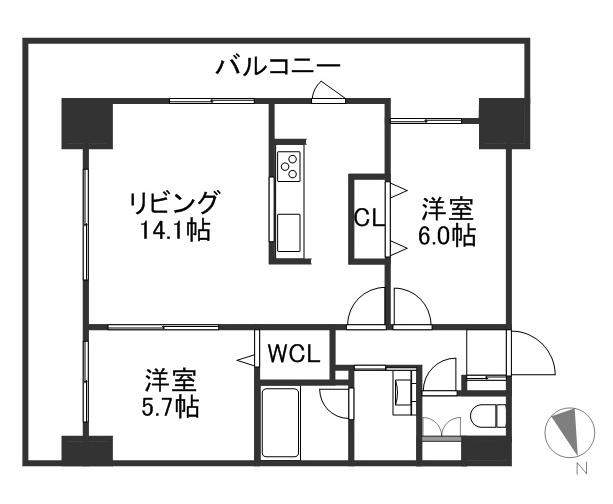 第10旭レジデンス(2LDK/3階)の間取り写真