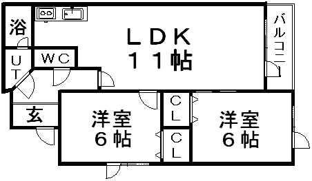 サウスヴィラB(2LDK/2階)の間取り写真