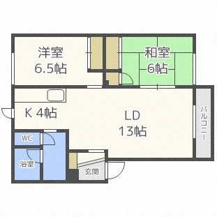 南平岸2001(2LDK/1階)の間取り写真