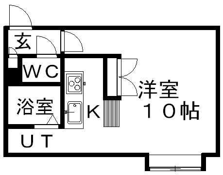 アルファアパル澄川(1K/2階)の間取り写真