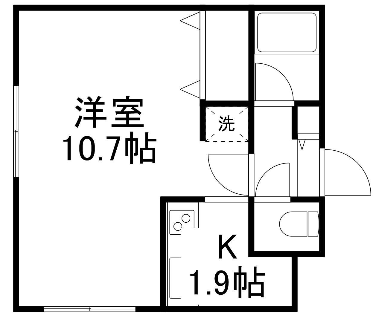 アーバンクラスタ東札幌(1K/4階)の間取り写真