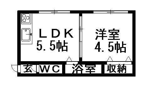 第二コーポ渥美(ワンルーム/2階)の間取り写真