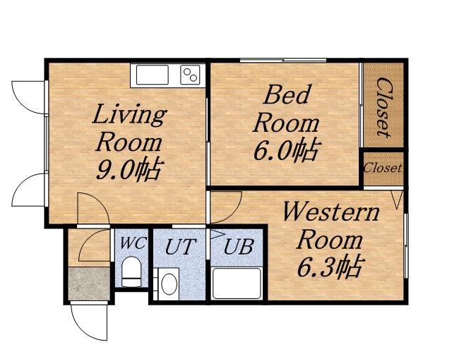 ケーユーハイツ(2DK/1階)の間取り写真