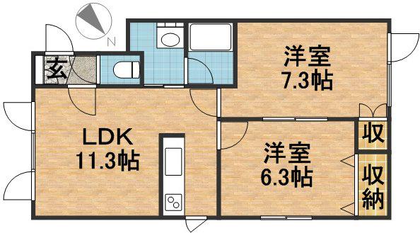 レスポアール21(2LDK/2階)の間取り写真