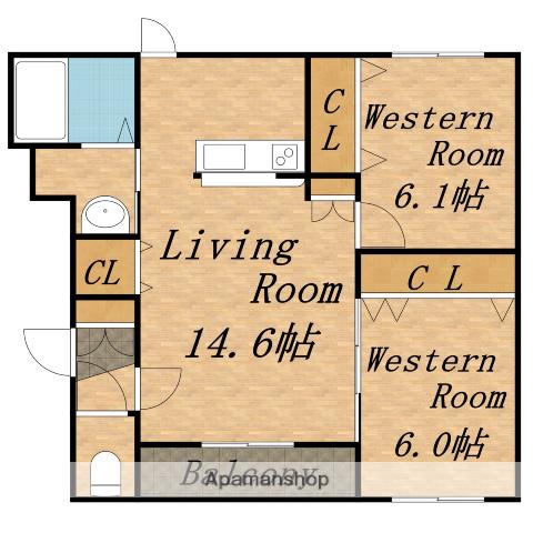グランメール高台公園前(2LDK/4階)の間取り写真