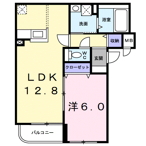 フランク・3-3(1LDK/3階)の間取り写真