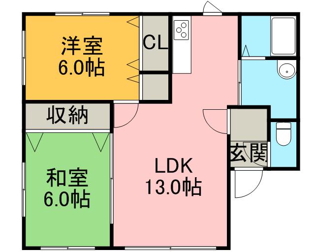 ルーエプラツ(2LDK/1階)の間取り写真