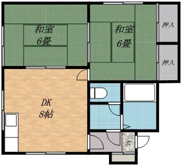 ハイツセブンスリーA棟(2DK/1階)の間取り写真