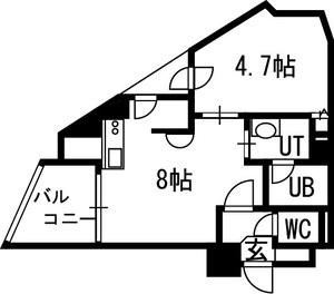 クラッセ円山ウエスト(1LDK/4階)の間取り写真