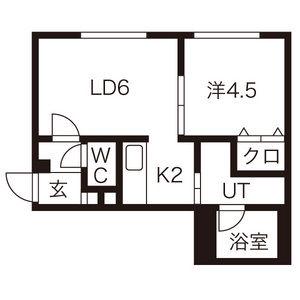 プリマクラッセ菊水(1LDK/1階)の間取り写真
