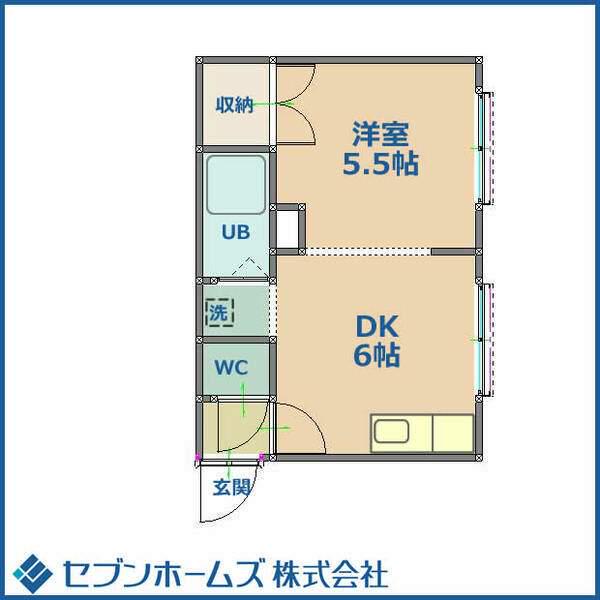 おおともマンション(1DK/2階)の間取り写真