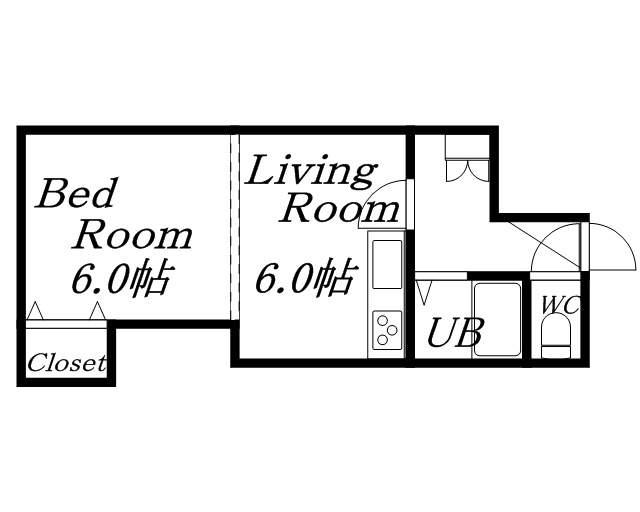 カサデ南郷(1DK/3階)の間取り写真