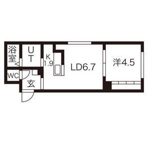 プロートン(1LDK/4階)の間取り写真