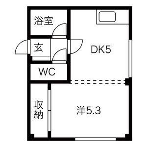 ローヤルハイツ中の島 C棟(1DK/4階)の間取り写真