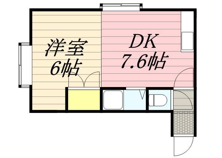 森住販美園マンション(1DK/2階)の間取り写真
