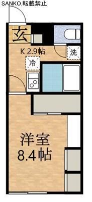 ラフォーレ澄川(1K/2階)の間取り写真