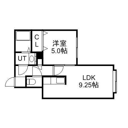 ビーブルー(1LDK/2階)の間取り写真