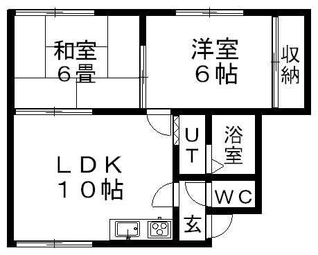 コーポピウⅡ(2LDK/3階)の間取り写真