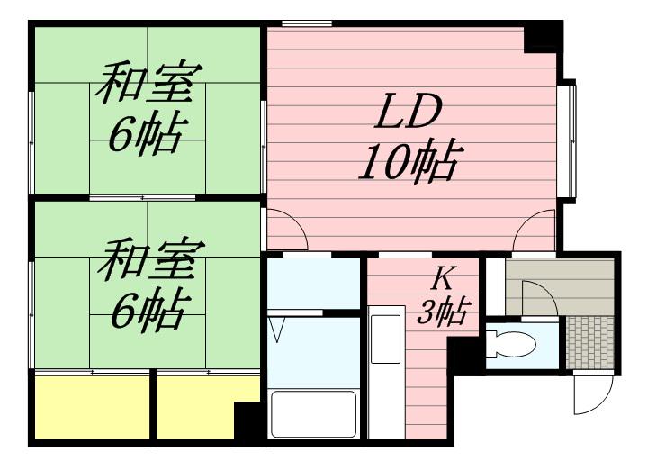 パレーシャルKⅡ(2LDK/2階)の間取り写真