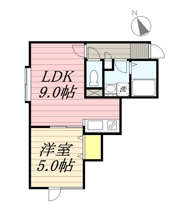 レトワール川沿(1LDK/1階)の間取り写真