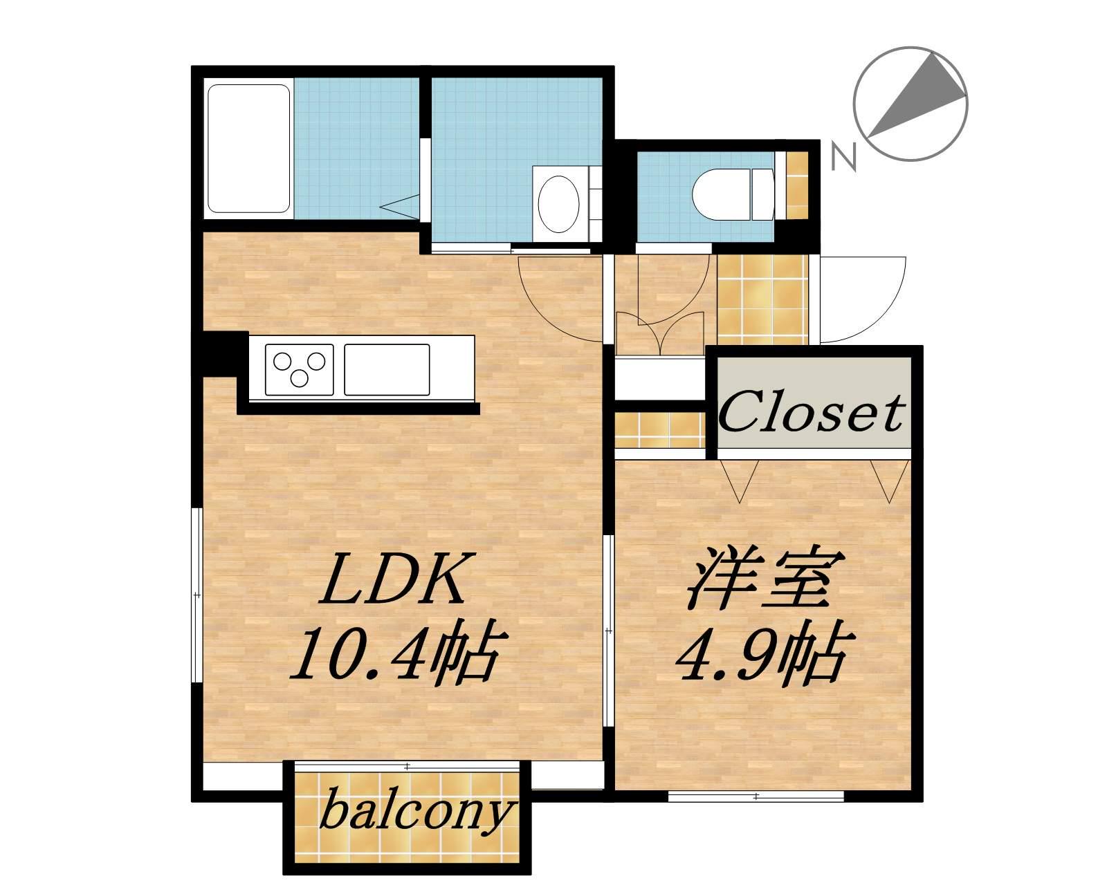 ティエラ栄通(1LDK/4階)の間取り写真