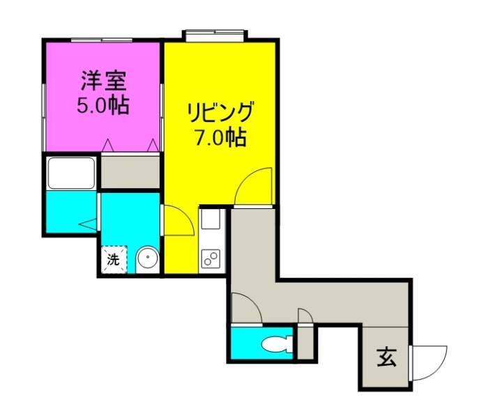 フロンティア藤野(1LDK/2階)の間取り写真