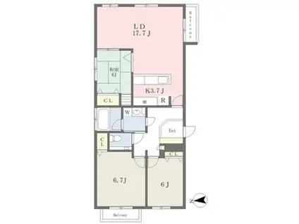 札幌市南北線 平岸駅(札幌市営) 徒歩7分 4階建 築11年(3LDK/1階)の間取り写真