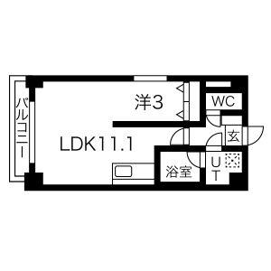 シャイニングドリーム真駒内(ワンルーム/3階)の間取り写真