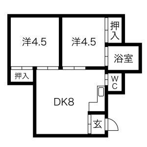 リバアハイツ B(2DK/1階)の間取り写真
