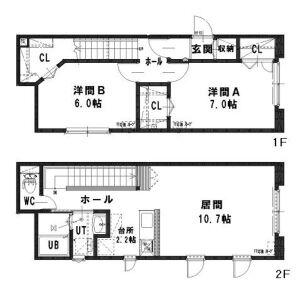 ルミエール澄川南(2LDK/1階)の間取り写真