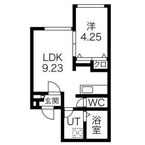 パークサイト東札幌(1LDK/4階)の間取り写真