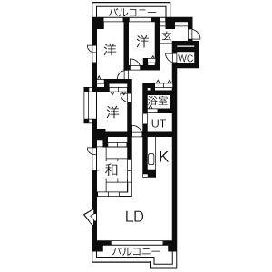 アクロビュー山鼻(4LDK/3階)の間取り写真
