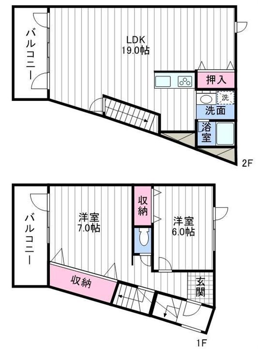 ホワイトコートカヤ伏見(2LDK/1階)の間取り写真