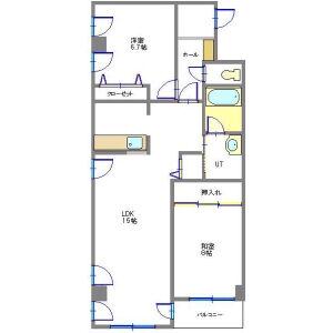 土屋ビル藻岩(2LDK/3階)の間取り写真