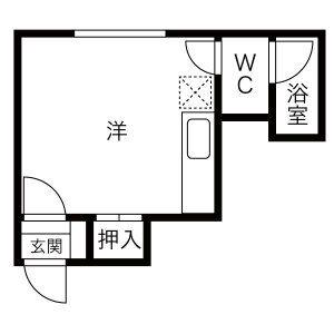 ミズノキングハウス(ワンルーム/1階)の間取り写真