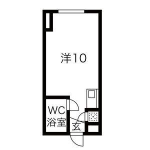 パークコート中の島(ワンルーム/4階)の間取り写真