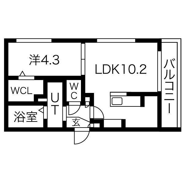 カーサSC白石(1LDK/2階)の間取り写真